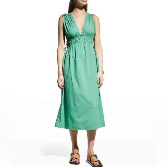 Rails Green Organic Cotton Constitine Self Tie Midi Dress Size Small - Picture 2 of 13